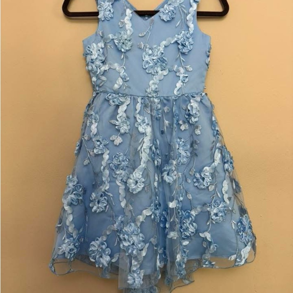 Rare Editions Blue Sleeveless A-Line Sundress